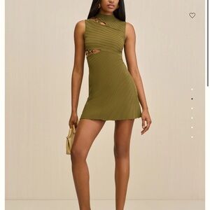 Cult Gaia Olive Cut-Out Mini Dress